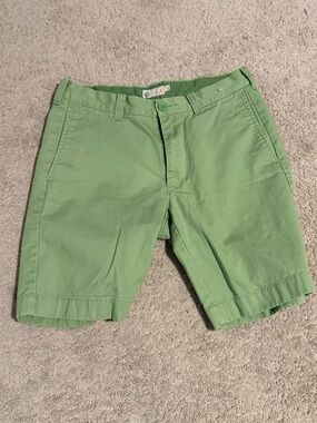J. Crew Light Green Cotton Flat-Front Shorts